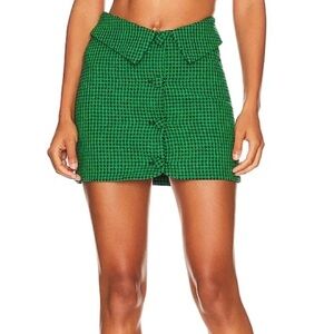 Lovers & Friends Avery Check Button Front Cuff Mini Skirt XS